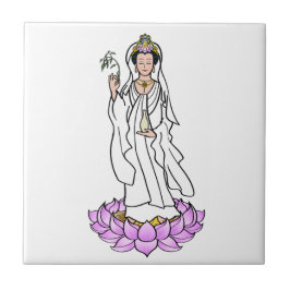 Guan Yin Bodhisattva på Lotus Kakelplatta