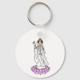 Guan Yin Bodhisattva på Lotus Keychain Nyckelring