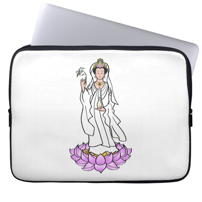 Guan Yin Bodhisattva på Lotus Laptop Fodral (Framsidan)