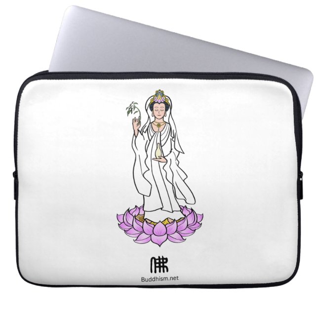 Guan Yin Bodhisattva på Lotus Laptop Fodral (Framsidan)