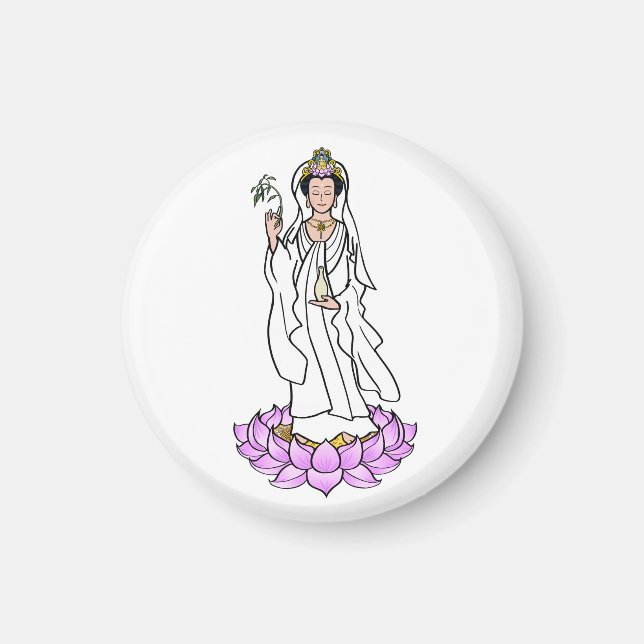 Guan Yin Bodhisattva på Lotus Magnet (Framsidan)