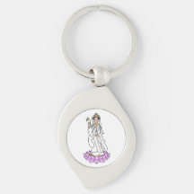 Guan Yin Bodhisattva på Lotus Metall Keychain