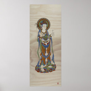 Guan Yin Buddha Doug Fir Background Art Poster