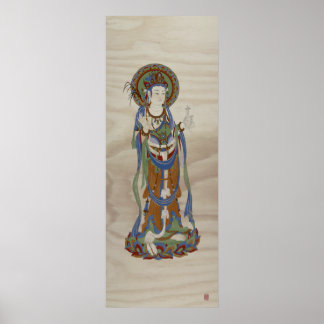 Guan Yin Buddha Doug Fir Background Art Poster