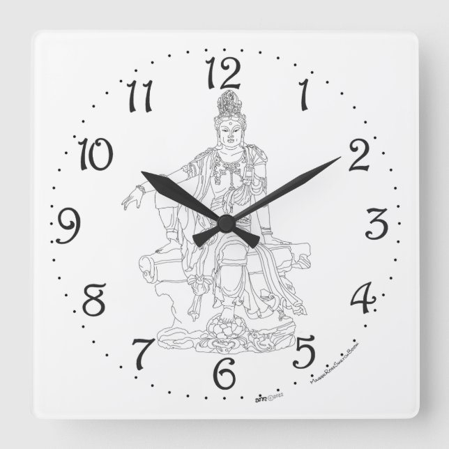 Guan Yin Square Wall Clock Fyrkantig Klocka (Framsida)