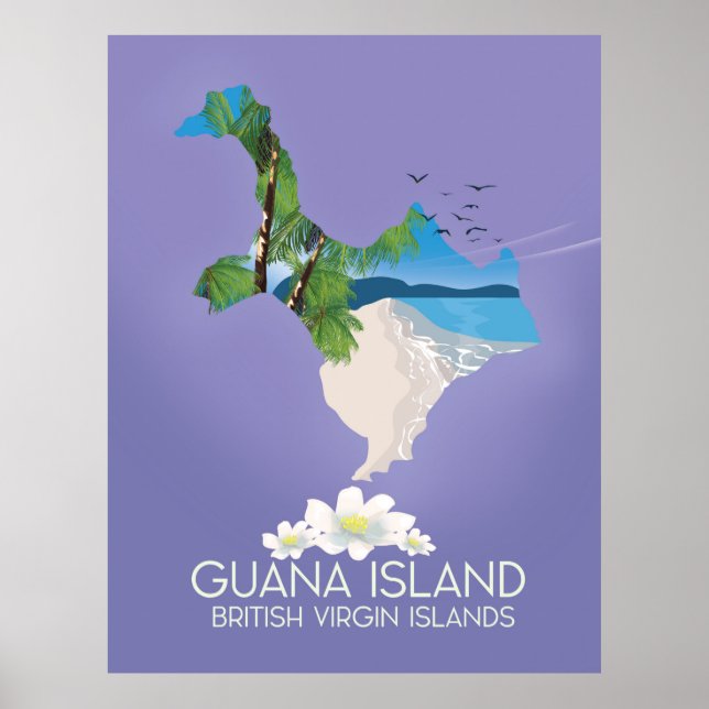 Guana Island Brittiska Jungfruöarna resaffisch Poster (Framsidan)