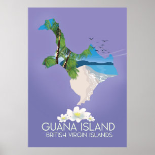 Guana Island Brittiska Jungfruöarna resaffisch Poster