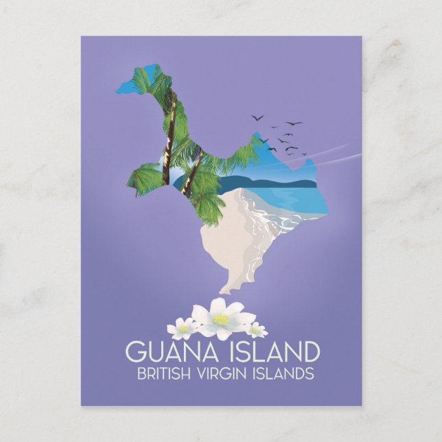 Guana Island Brittiska Jungfruöarna resaffisch Vykort (Framsida)