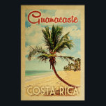 Guanacaste Handflatan Träd Vintage resor Poster<br><div class="desc">En unik,  medeltida modern Guanacaste Costa Ricas konstverk i vintage resor poster stil. Den har en böjd handflatan träd på sandstranden med hav under ett blått grumligt himlar.</div>