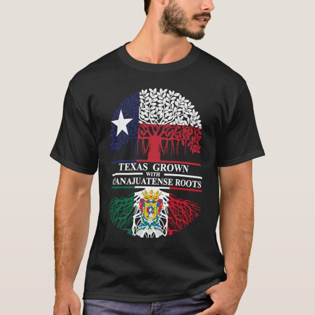Guanajuato Roots Texas Grown with Guanajuatense Ro T Shirt (Framsida)