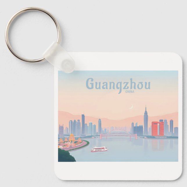 Guangzhou China Pearl River Pastel Travel Nyckelring (Framsida)