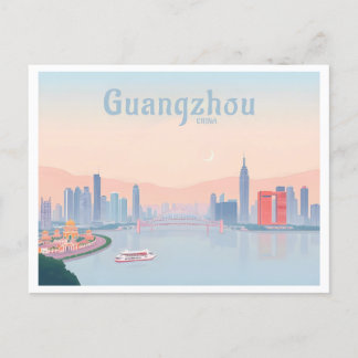 Guangzhou China Pearl River Pastel Travel Vykort