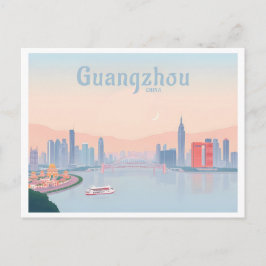 Guangzhou China Pearl River Pastel Travel Vykort