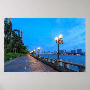 Guangzhou City vattenfront Poster