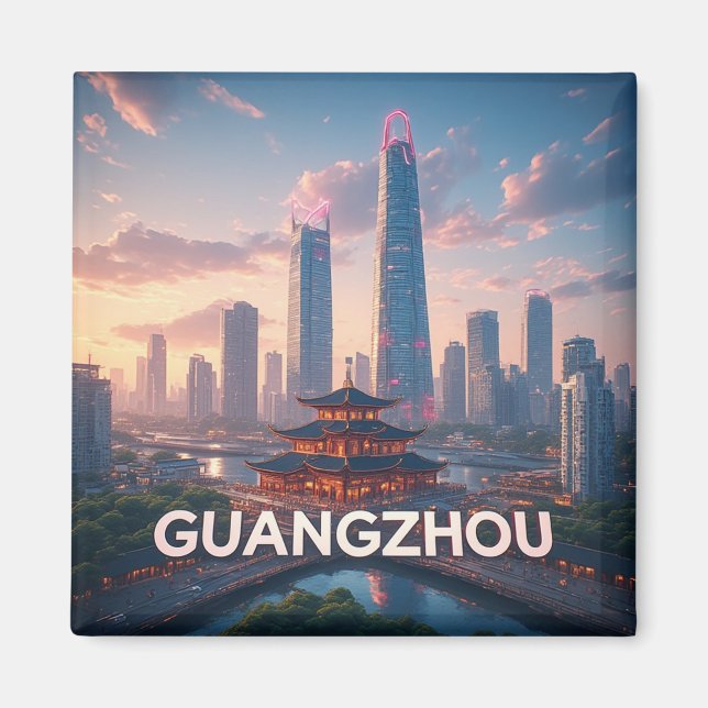 Guangzhou Kina Stad Souvenir 📍 Magnet (Framsidan)