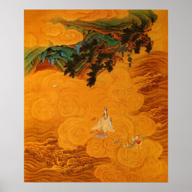 Guanyin i tidal Ljud-grottan vid Mt Potala Poster (Framsidan)