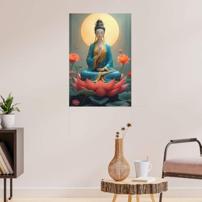 Guanyin Meditating on a Radiant Lotus Poster (Vardagsrum 3)