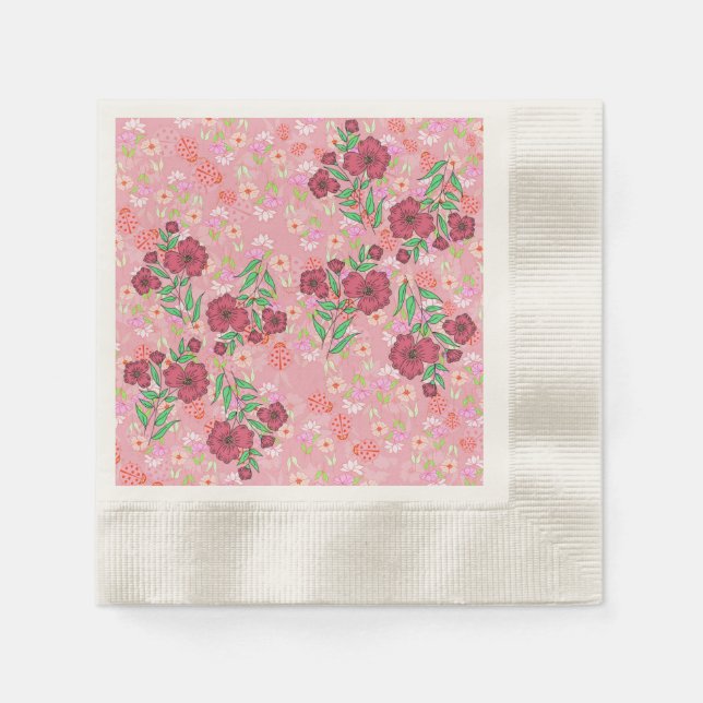 Guardanapo de Papel flores e joaninhas Pappersservett (Framsidan)