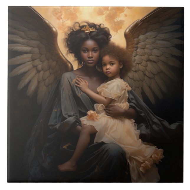 Guardian Angel African Angel Kakelplatta (Framsidan)