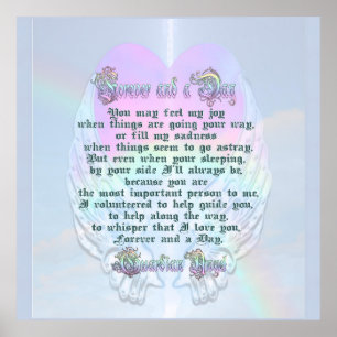 Guardian Angel Angel Vinge och Heart Dikt Poster