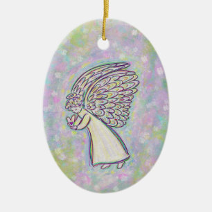 Guardian Angel Art Anpassningsbar Helgdag Gift Orn Julgransprydnad Keramik