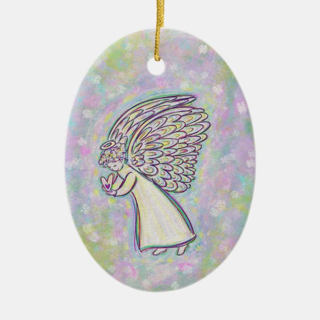 Guardian Angel Art Anpassningsbar Helgdag Gift Orn Julgransprydnad Keramik (Framsidan)