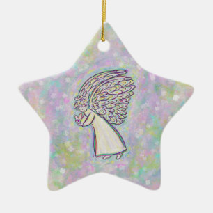 Guardian Angel Art Anpassningsbar Helgdag Gift Orn Julgransprydnad Keramik