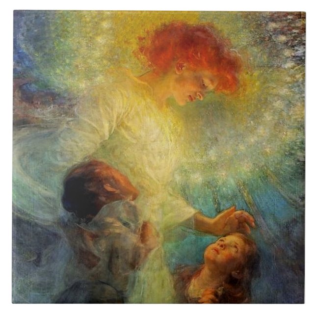 "Guardian Angel" av Franz Dvorak Kakelplatta (Framsidan)