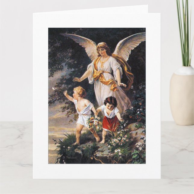 GUARDIAN ANGEL Bernhard Plockhorst 1886 Kort (Framsida)