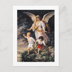 GUARDIAN ANGEL Bernhard Plockhorst 1886 Vykort