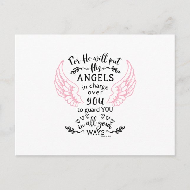 Guardian Angel Bible Scripture Verse Vykort (Framsida)