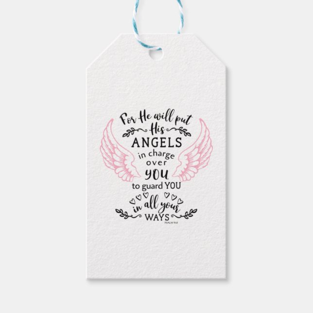 Guardian Angel Bible Verse Psalm 91 Presentetikett (Framsidan)