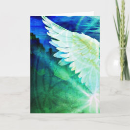 Guardian Angel Blue Green Wing – Blank Greeting Kort