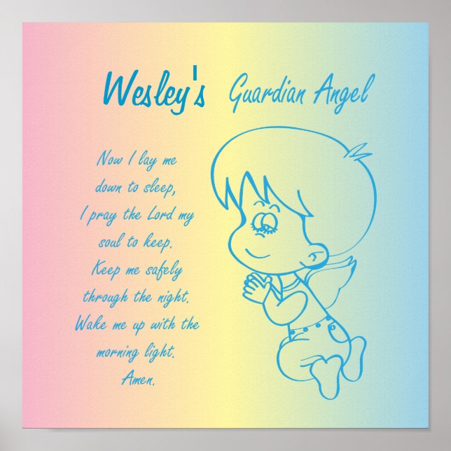 Guardian Angel Boy Evening Prayer Poster (Framsidan)