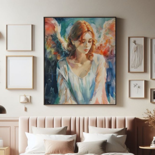 Guardian Angel Christianity Watercolor Fototryck (Skapare uppladdad)