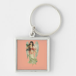 Guardian Angel Divine Watchfulness & Grace Art Fyrkantig Silverfärgad Nyckelring