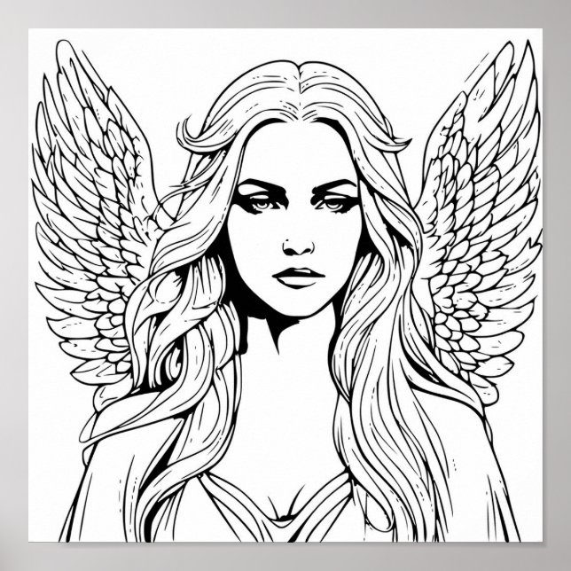 Guardian Angel Girl Black and White Poster (Framsidan)
