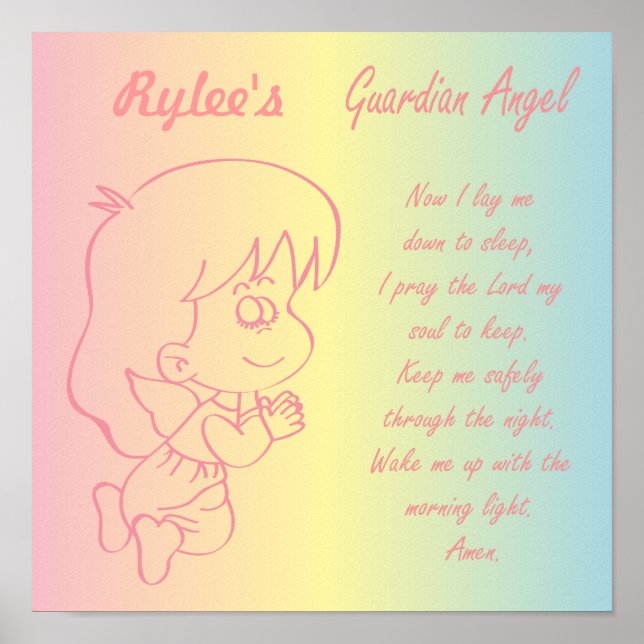 Guardian Angel Girl Evening Prayer Poster (Framsidan)