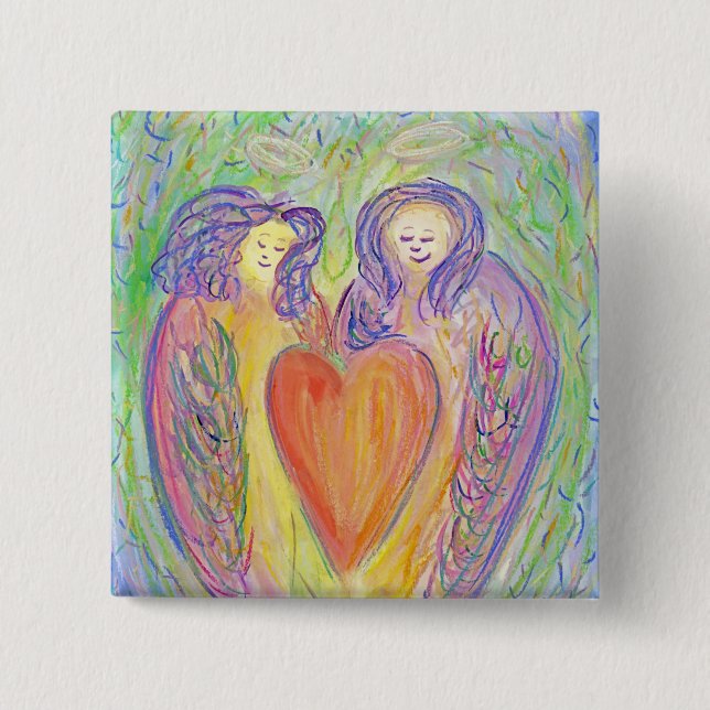 Guardian Angel Kärlek Hearts Lapel Pin eller Butto Knapp (Framsida)