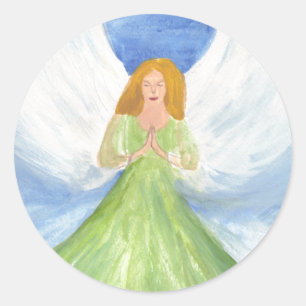 Guardian Angel katolik Religiösa Vingar Prayer Runt Klistermärke