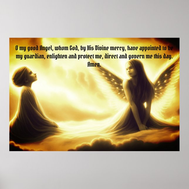 Guardian Angel med ängelbön Poster (Framsidan)