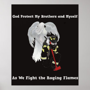 Guardian Angel med Firefighter Poster