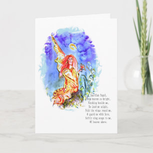 Guardian Angel med Prayer Birthday Card Kort