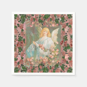 Guardian Angel med Rosa ros Pappersservett