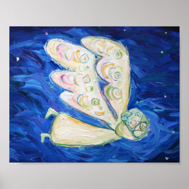 Guardian Angel med Sleeping Baby Poster Art Print (Framsidan)