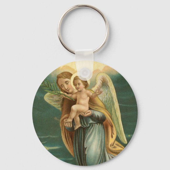 Guardian Angel och Baby Jesus Nyckelring (Framsida)