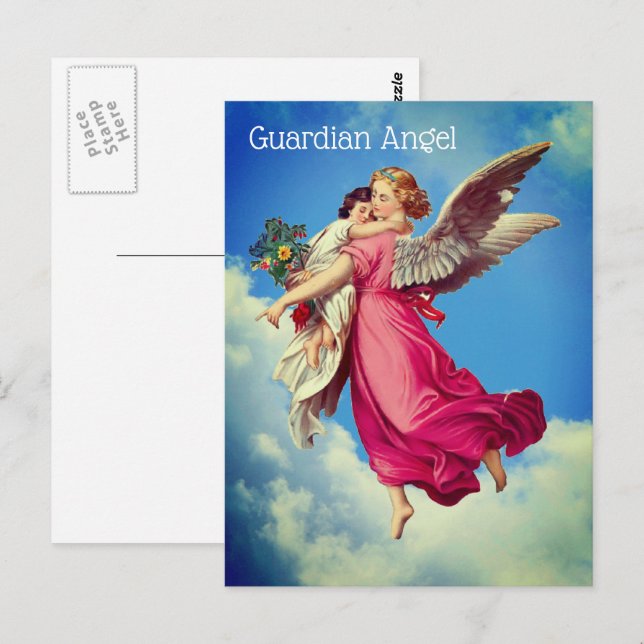 Guardian Angel och Child Inspirational Postcard Vykort (Fram/baksida)