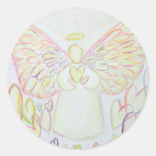 Guardian Angel of Hearts Art Anpassningsbar Sticke Runt Klistermärke