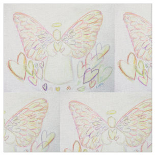 Guardian Angel of Hearts Art Fabric Material Tyg