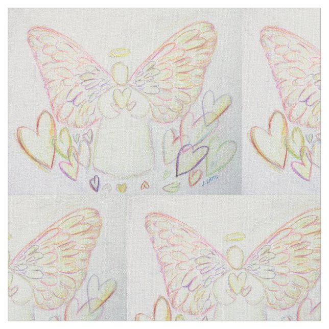 Guardian Angel of Hearts Art Fabric Material Tyg (Närbild)